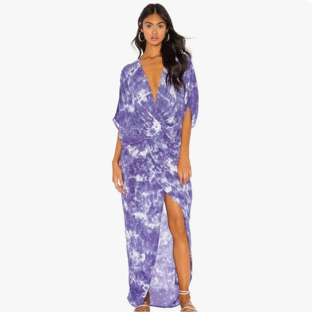 YFB Young Fabulous & Broke Luelle Maxi Dress Violet Micro Wash Twist Tie Dye
